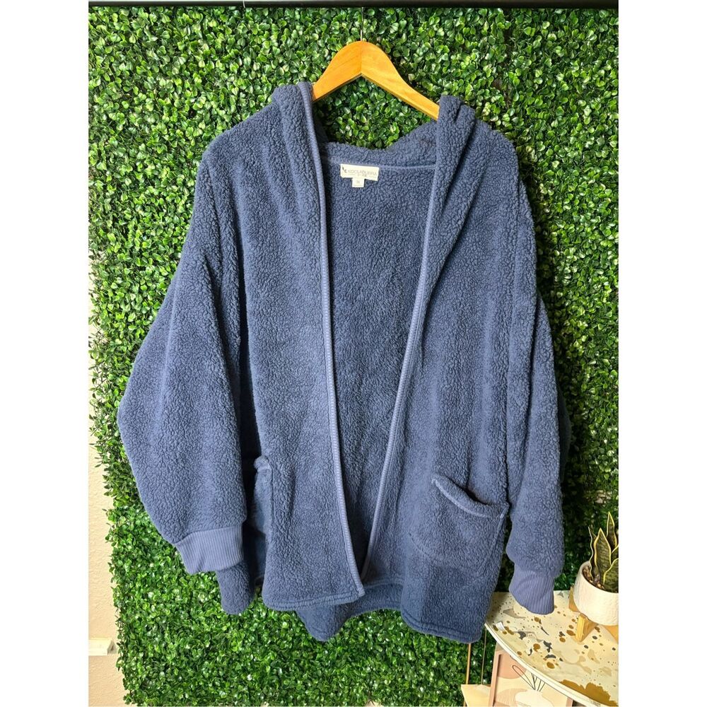 Koolaburra by UGG Dusty Blue Cozy Shaggy Plush Cardigan Rib Detail Sz 1XL